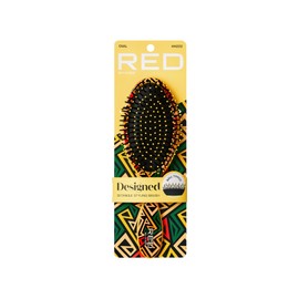 Red by Kiss Designed Brush, Easy Hair Detangling & Styling, Scalp Massage & Smoothing Hairbrush, Comfortable Cushion Pad, Wet Dry Hair (Oval Bold Geometric)