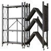 4-Tier Foldable Metal Storage Shelf with Wheels, 28.15" W x