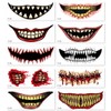 10 pcs Big Mouth Face Halloween Horror Tattoo Stickers -