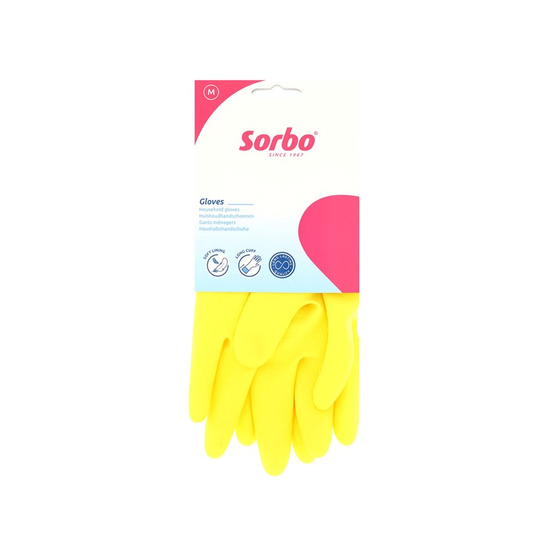 Sorbo Medium Household Gloves, Latex Washing Up Gloves, Rubber Gloves,