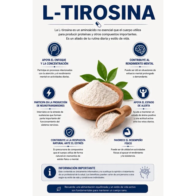 Tirosina A4h 100 Cápsulas De 500 Mg L-tyrosine Sabor Sin