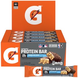 Gatorade Whey Protein Bars, Cookies & Crème, 2.8 oz bars (Pack of 12, 20g of protein per bar)