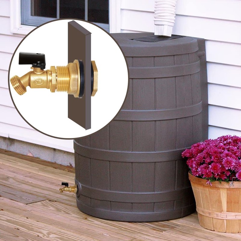 Joywayus Brass Water Container/Rain Barrel Spigot 3/4" Threaded Quarter Turn