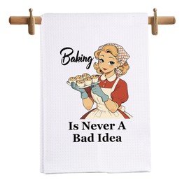 MNIGIU Funny Baker Gift Baking is Never A Bad Idea Kitchen Towel Housewarming Inspired Gift Baking Themed Dish Towel