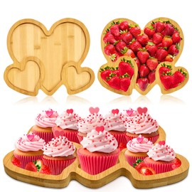Heart Charcuterie Board Platter Wood Bamboo Food Tray Heart Shaped Serving Tray Side Dish Serving Platters Wooden Food Board Party Charcuterie Decorative Platter for Food Snack Fruit