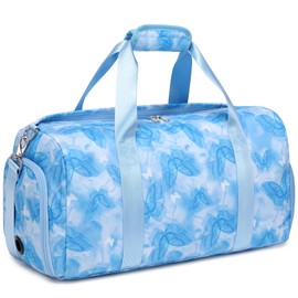 Duffle Bag for Girls, Blue Butterfly Dance Ballet Bag Girls Duffle Bag Gym Sports Bag with Shoe Compartments, Girls Overnight Weekender Carry On Travel Bag