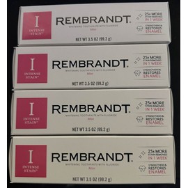 Rembrandt Intense Stain Whitening Toothpaste, Mint Flavor, 3.5-Ounce 4 Pack EXP!