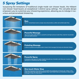 Hibbent Upgraded 13'' Shower Head Combo, High Pressure 5 Spray Rainfall Showerhead, 10 Spray Mode Handheld, All Metal Easy Reach 4-way Diverter with Pause Mode, 71'' Hose and Holder, Brushed Nickel