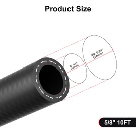 VehiMata 5/8 Fuel Line, 10FT SAE 30R9 Push Lock NBR Rubber Hose 150PSI Black