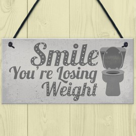 RED OCEAN Losing Weight Novelty Funny Bathroom Toilet WC Door Wall Sign Cafe Pub Office Plaque