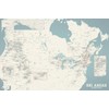 North America Ski Resorts Map 24x36 Poster (Beige & Opal