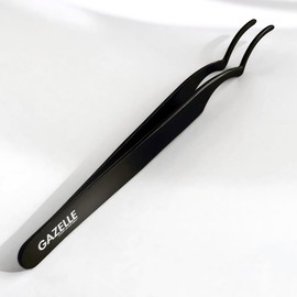 Gazelle Double Curve Precision Master Tweezers for eyelash extensions | Stainless Steel, Anti-Slip Grip for DIY Lashes & Lash Clusters, – Eyelash Tweezers Ideal for Lash Clusters & Volume Lashes