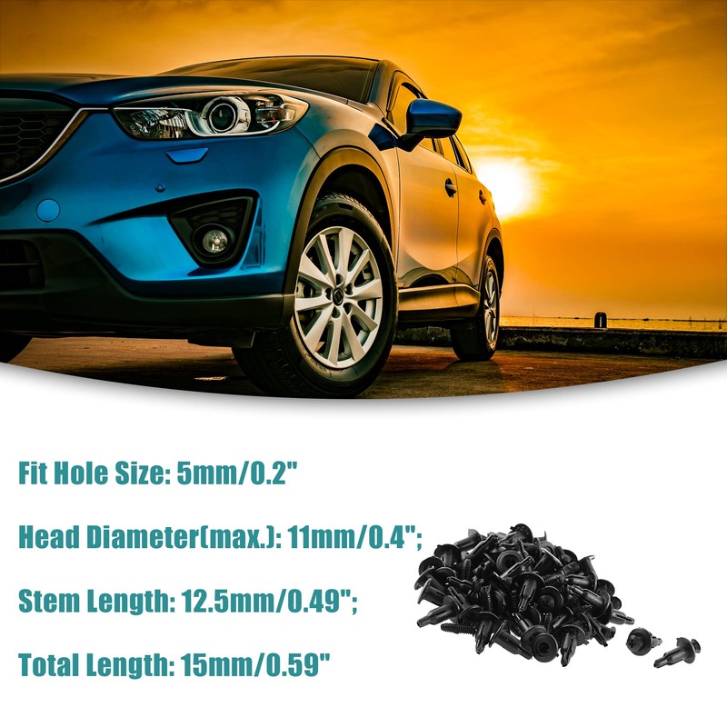 ACROPIX 50pcs Universal 11mm x 5mm Black Rivet Bumper Backing