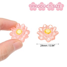 CoCud Mini Resin Flower, 0.94" Diameter, Miniature Tiny Lotus Dollhouse Transparent Pink - (Applications: for Fairy Garden Dollhouse Decorations Party Favors Micro Landscaping) 12-Pieces