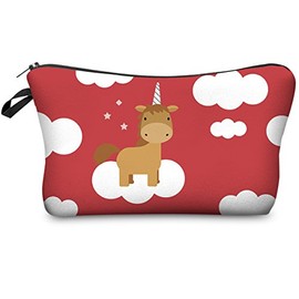 PREMYO Cosmetic Bag Small for Handbag - Makeup Bag Women's Make Up Bag - Pencil Case Girls Case Pens, Unicorn