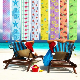 8 Pcs Towel Bands for Beach Chairs, Towel Clips for Beach Chairs, Elastic Rubber Towels Bands Cruise Lounge Vacation Essentials Mix Color