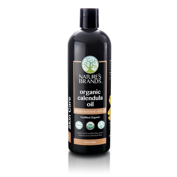 Nature’s Brands Organic Calendula Oil Organic for Skin (16oz) 100% Natural, and Skin Moisturizer, USDA Certified Organic