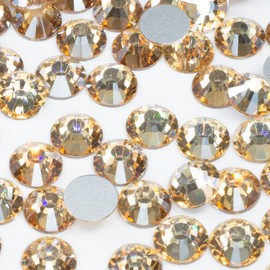 400pcs SS30 6mm Golden Nail Rhinestones Bulk Champagne Gold Nail Art Nail Charms K9 Glass Flatback Gems Round Beads Nail Crystals Stones Diamonds Glue Fix for Nails Eyes Makeup Crafts DIY Tumblers