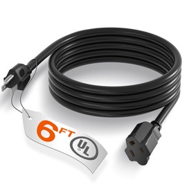 6 Feet Outdoor Extension Cord Waterproof, Black Extreme All Weather 16 Gauge Extensions Cord with Covers, Flexible 100% Copper 3 Prong Extension Cord for Lawn, Garage, UL Listed