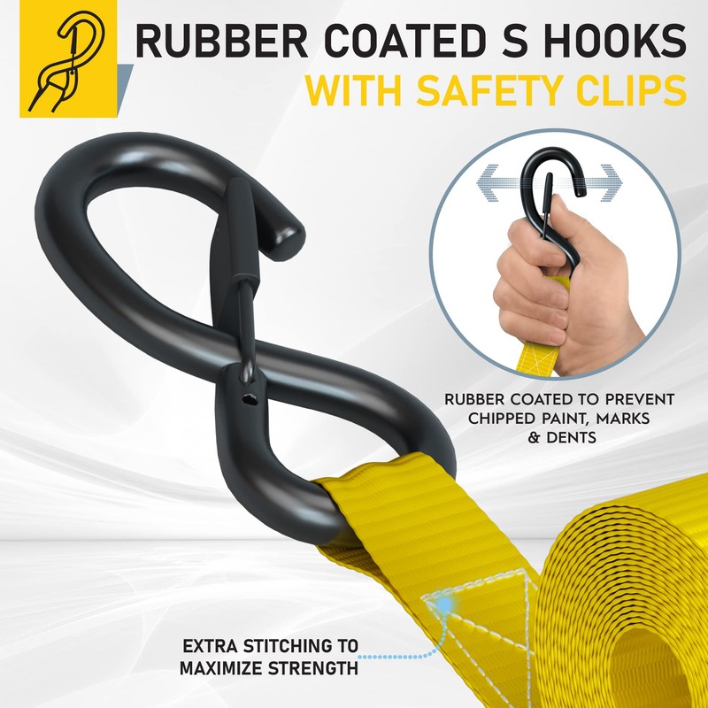 AUGO Ratchet Straps Heavy Duty 4 Pack -15 FT -