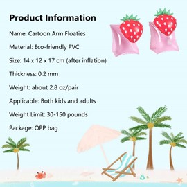 2 Pack Arm Floaties for Kids - Cute Cartoon Inflatable Pool Arm Floaties Swim Rings, PVC Arm Bands Floater Sleeves for Toddlers Children 3-5-6-12 Years (Watermelon) (Strawberry)