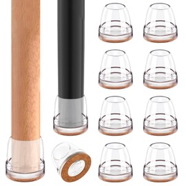 2025 Clear Small Chair Leg Floor Protectors for Hardwood Floors, Upgraded Chair Leg Caps with Felt, 16 Pcs Furniture Leg Feet Covers Protect Floors from Scratches Easy Slide/Non Slip (Fit 0.8"-1")