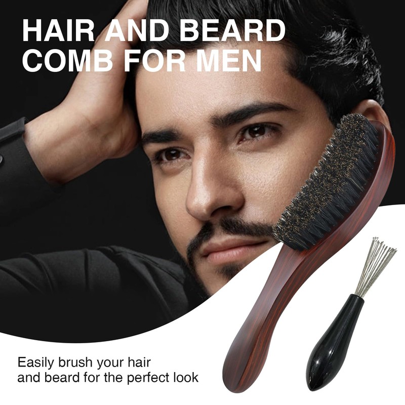 Thoquene Beard Brush Men's Boar Bristles, Pig Bristle Hair Brush