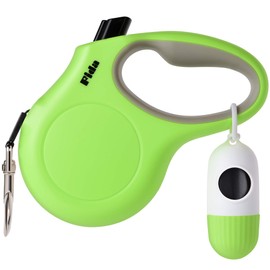 Fida Retractable Dog Leash with Dispenser and Poop Bags, 10 ft Pet Walking Leash for X-Small Dog or Cat up to 18 lbs, Anti-Slip Handle, Tangle Free, Reflective Nylon Tape (XS, Green)