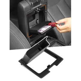 Savadicar One-Touch Hidden Storage Organizer Compatible with 2011-2018 Jeep Wrangler JK JKU, Center Console Concealed Box for Secret Extra Space, Interior Armrest Accessories, Black