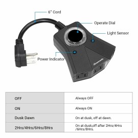 DEWENWILS Digital Outdoor Timer Waterproof Plug in Light Timer Switch Black - HODT31A