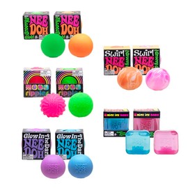 NeeDoh Teenie 10-Pack - 5 Styles of Teenie Squishies- Nice Ice Baby, Original, Swirl, Ripples, Glow; Sensory Fidget Toy Set, Colorful Stress Squeeze Toys- Ages 3 and Up