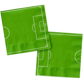 Folat 27569 Fußball Blau Grün Servietten - Fantastic Football - 33 x 33 cm - 20 Stück - Fussball Geburtstagsdeko für Kinder Junge und Mädchen Party Dekoration