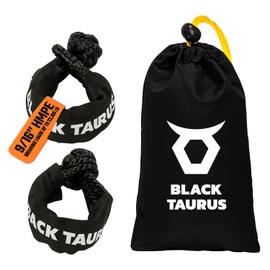 Black Taurus Soft Shackle Recovery Kit – HMPE 2-Pack Synthetic Shackles for Off Road Recovery Gear – Ideal for Recovery Ring, Hitch, Recovery Shackle & Tow Shackle – 23,100 lb, Black, 9/16"