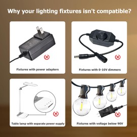 GMY Plug in Dimmer Switch for Lamp with Timer, Remote Control Indoor Dimmer for String Lights, Outlet Used for Dimmbale Patio Lights, 100ft RF Range, FCC Certified, Input AC100-240V