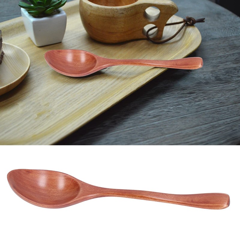 Wooden Spoon, Portable Rice Soup Dessert Spoon Kitchen Utensil for