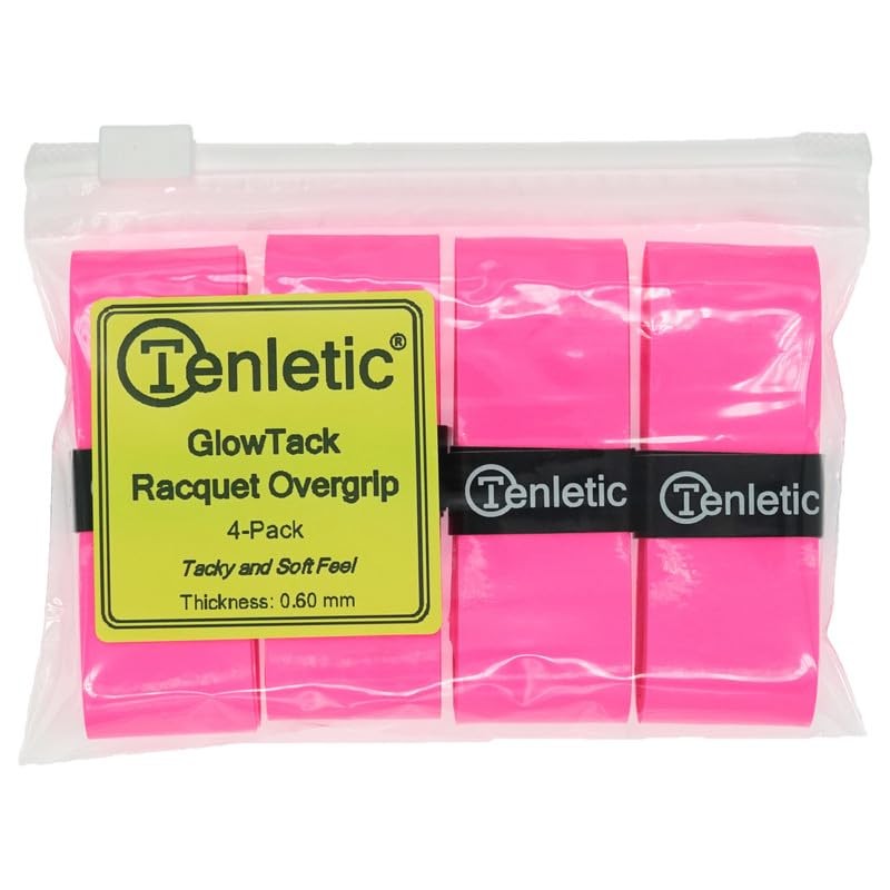 Tenletic GlowTack Racket Overgrip Tape – Hot Pink – 4-Pack