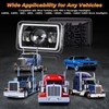BAOLICY 4x6In LED Headlights DOT Approved 2PCS Hi/Low Beam White/Amber
