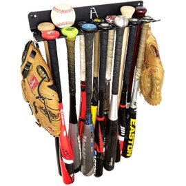 ALPHA BAT RACK XL (HOLDS 14 BATS) - Fence & Wall Mounted Baseball / Softball STEEL Bat Rack - Hardware INCLUDED for Fences/Concrete - Heavy Duty STEEL Rack for Baseball Storage/Organization