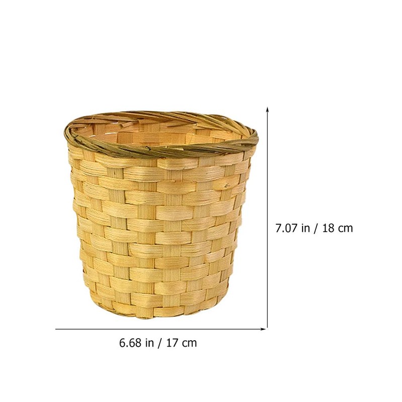Round Bamboo Weaving Tea Basket with Lid - Mini Tea