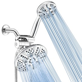 INEFATH Rain Shower Heads with Handheld Spray Combo 30 Settings High Pressure 6 inch Face 3-Way Dual Rain and Handheld Shower Head Combo Set, Chrome