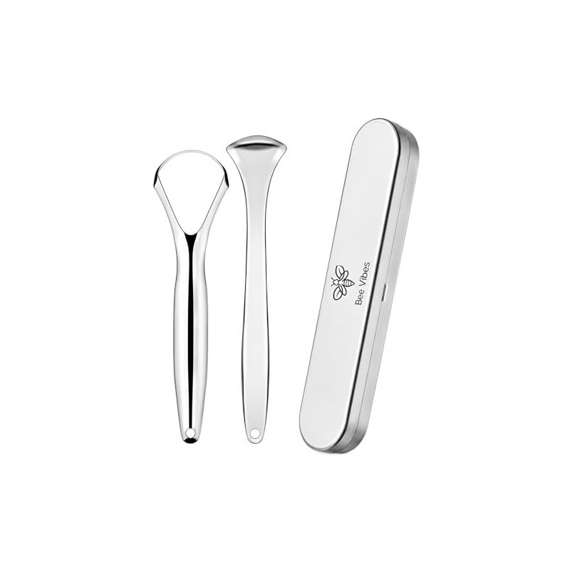 BEE VIBES Raspador de Lengua Acero Inoxidable 2 Piezas con