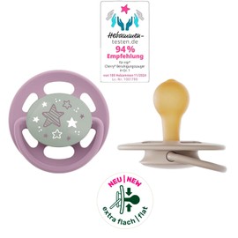 NIP Cherry Night 6 + Round Dummy Luminous Dummy, Cherry Night 6-36 Months, Button Glows Long Lasting in the Dark, Sustainable, Skin-Friendly, Pack of 2