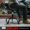 FreekyFit Rolling Stool with Wheels, Garage Shop Stool with Backrest,