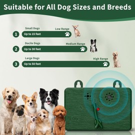 Anti Bell Device Dogs, 3 Modes Anti-Barking Ultrasonic Device, 50 Feet Stop Dog Bark Device, IPX4 Waterproof Anti-Bark Agent for Dogs Training Large Small Dogs Outdoor Indoor Antibarking