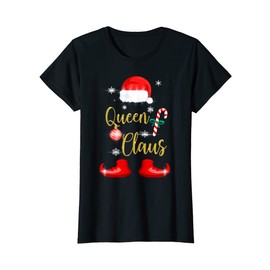 Women's Queen Santa Claus Funny Family Christmas Pjs Mother Women's T-Shirt, black