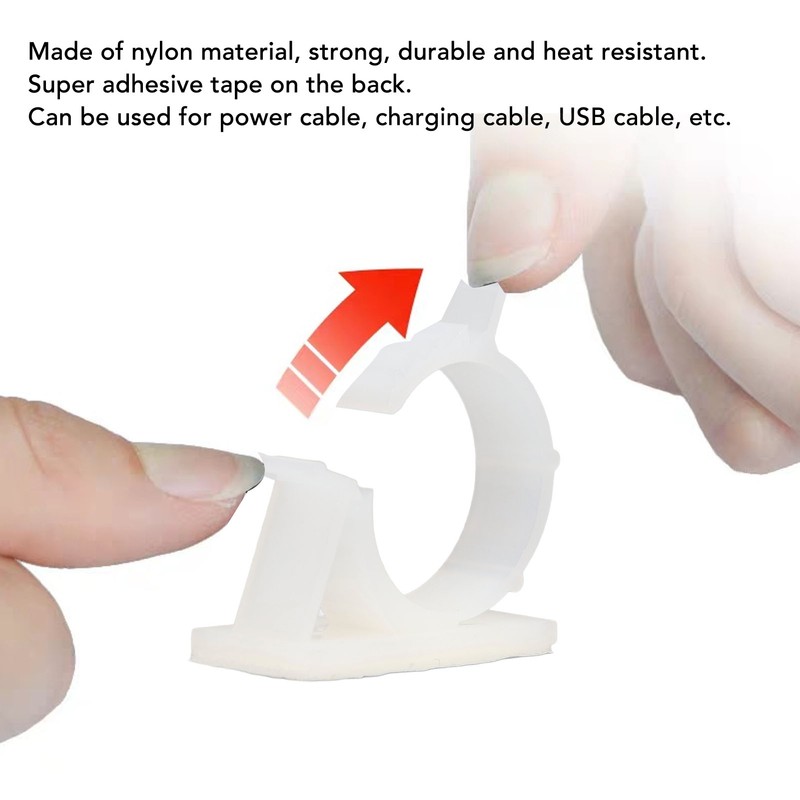 100Pcs Cable Management Clip Adjustable Adhesive PA66 Nylon Cord Organizer