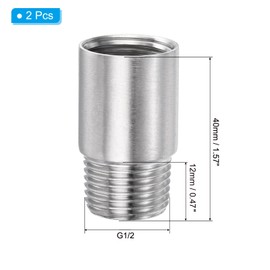 PATIKIL 304 Stainless Steel Shower Head Extension Arm, 2 Pack G1/2 Male to Female Thread 40mm Length Pipe Fitting Shower Head Extender
