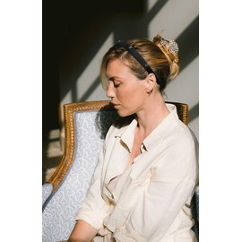 TEBIEKOY 2 Pcs Thin Padded Bow Headbands for Women, Black Head Bands Non Slip Womens Fashion Cute Hairbands Pink Fabric Headbands for Women's Hair Accessories