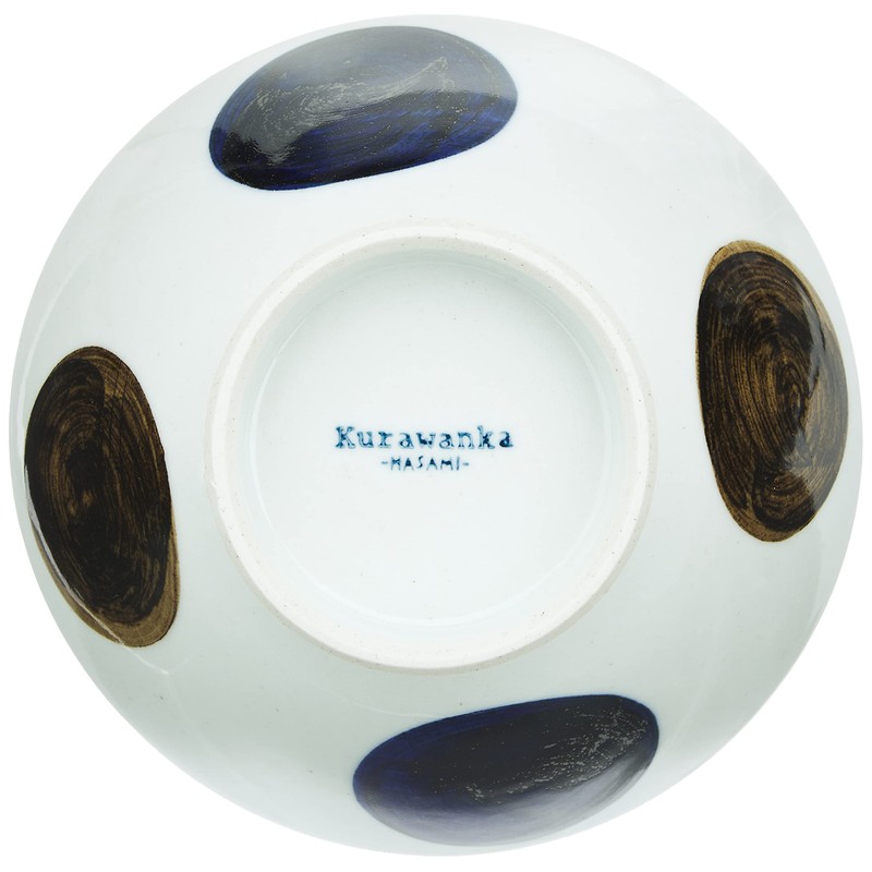 Hasamiyaki Wayama Kiln Kurawanka Rice Bowl, Blue Round Crest