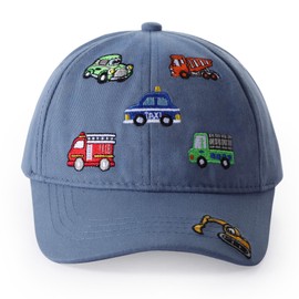 Kids Cute Car Embroidered Baseball Caps Toddler Trucker Hats Sun Protection Cap for Boys Girls 3-8 Years,B-Grey Blue